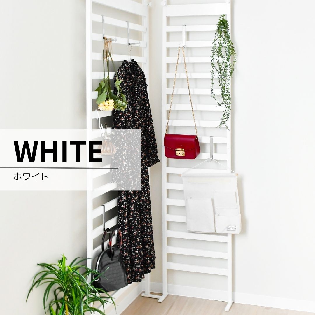 【ふるさと納税】簡単つっぱりラダーラック 幅40cm（ホワイト）｜ 2378WH 足立製作所 ウォールラック 壁面収納 省スペース 有効活用 つっぱり 引っ掛け整理整頓 子供部屋 お片付けラック 新潟