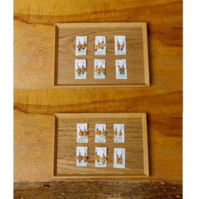 ふるさと納税 むかわ町 白樺樹皮細工と天然石の揺れるピアス【エメラルド キューブ】(ハンドメイド) |  | 01