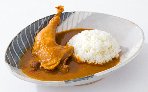 【六ツ美のあの肉カレー＆萬歳】国産おやどり骨付きモモ1本入りカレー＆復古米/大正浪漫セット(辛口)