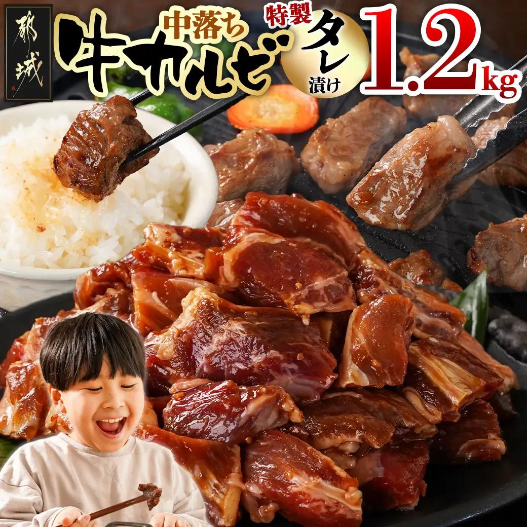牛中落ちカルビ タレ漬け1.2kg〔AAJ-33-023-1200g〕_(都城市)  味付き牛中落ちカルビ 300gパック 真空 小分け 1200g