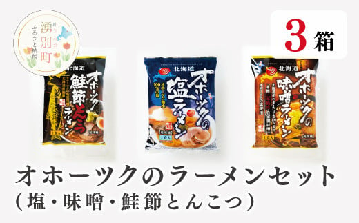 
[№5930-0232]オホーツクのラーメンセット（塩・味噌・鮭節とんこつ各１）×3
