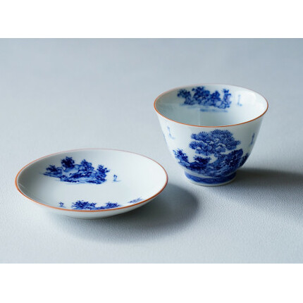有田焼 手描き山水絵 せん茶碗皿セット(小)  起山窯 A20-315_イメージ3