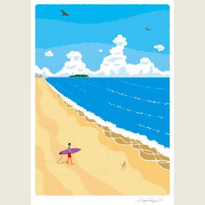 ふるさと納税 茅ヶ崎市 湘南・茅ヶ崎で描く、海を感じるイラストアート『ジークレーアートフレーム　SL-05』(小:八つ切) |  | 02