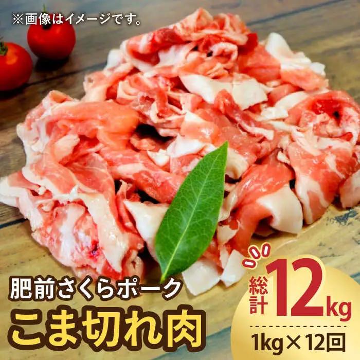 【12回定期便】＜毎日のお料理に便利に使える♪＞肥前さくらポーク こま切れ 1kg (500g × 2パック) 佐賀県産 国産豚肉 小間 小分け 吉野ヶ里町/アスタラビスタ[FAM031]