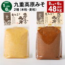 【ふるさと納税】【定期便】【1ヶ月毎6回】九重高原みそ 2種（米粒・麦粒） 各1kg×4袋 計48kg（8kg×6回） 米みそ 麦みそ 味噌 甘口 大麦 大豆 おかず味噌 調味料 大分県産 九州 国産 大分県 九重町 送料無料