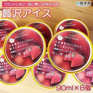 愛媛オリジナルブランドいちご「紅い雫」が40％も入った贅沢アイス（8個セット） URK0004