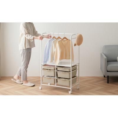 ふるさと納税 大河原町 キッズ収納ハンガーラック  幅約71.7cm ホワイト/ベージュ　アイリス [53753082] |  | 03