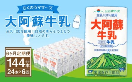 牛乳 【6ヶ月定期便】大阿蘇牛乳 計144本 1ケース（250ml×24本）×6回 常温 らくのうマザーズ 成分無調整牛乳