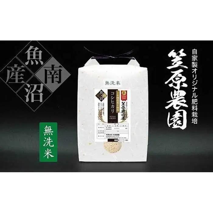 【定期便】【令和7年】南魚沼産 笠原農園米 十年間農薬不使用コシヒカリ 無洗米 （5kg×全12回） | コシヒカリ