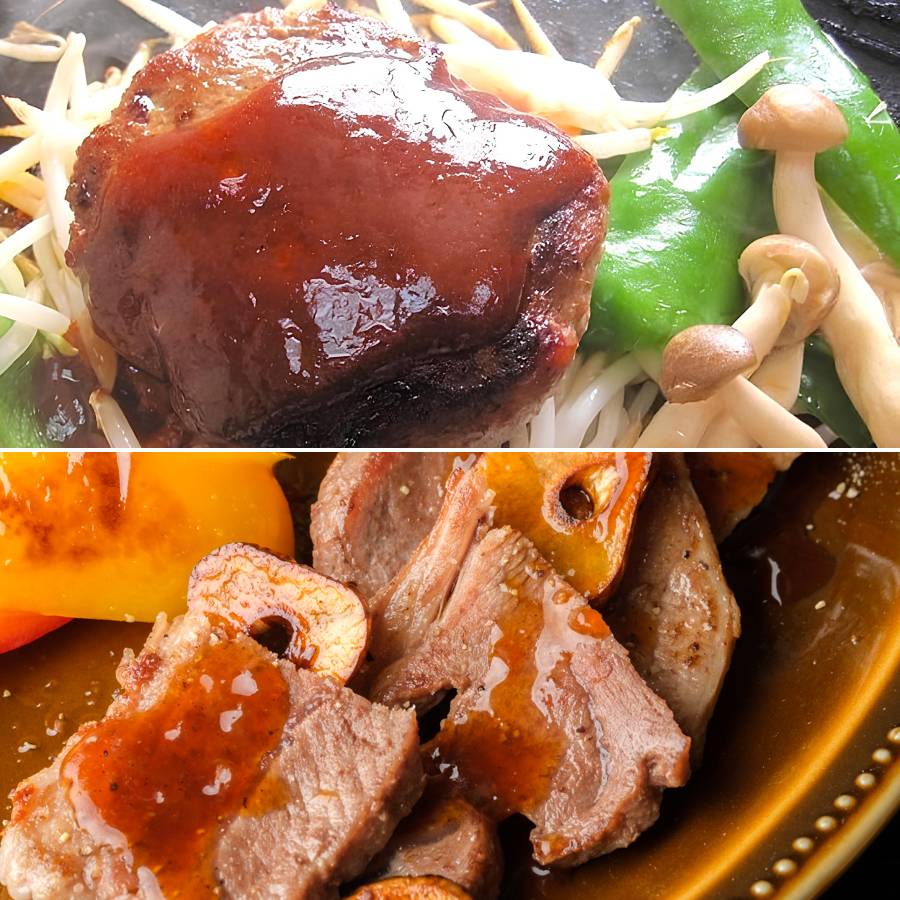 ＜沙流苑＞ラムハンバーグ＆ラムステーキセット