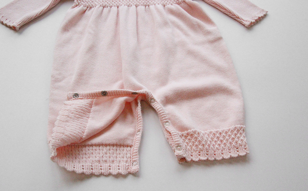 スモッキング編み カバーオール フェザーグレー ベビー ベビー服 赤ちゃん 服 つなぎ