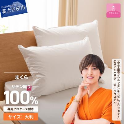 ふるさと納税 富士吉田市 ダウンまくら 大判 50×70 綿100% ピローケース付 日本製 国産【甲州羽毛ふとん】