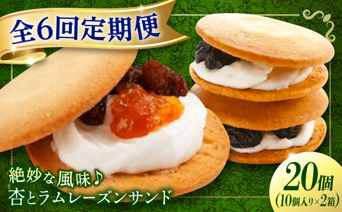 
            【全6回定期便】お菓子  杏とラムレーズンサンド 10個入り×2　お菓子 あんず おやつ 菓子 お茶 レーズン スイーツ 広島県福山市/有限会社勉強堂 [BAFL020]
          