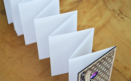 B24-549 智頭杉の木製御朱印帳 ー組子模様ー 波