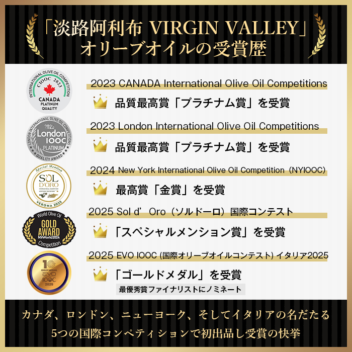 3本セット！「Virgin Valley 淡路阿利布」91ｇ（エキストラバージンオリーブオイル）【2023年度産】_イメージ2