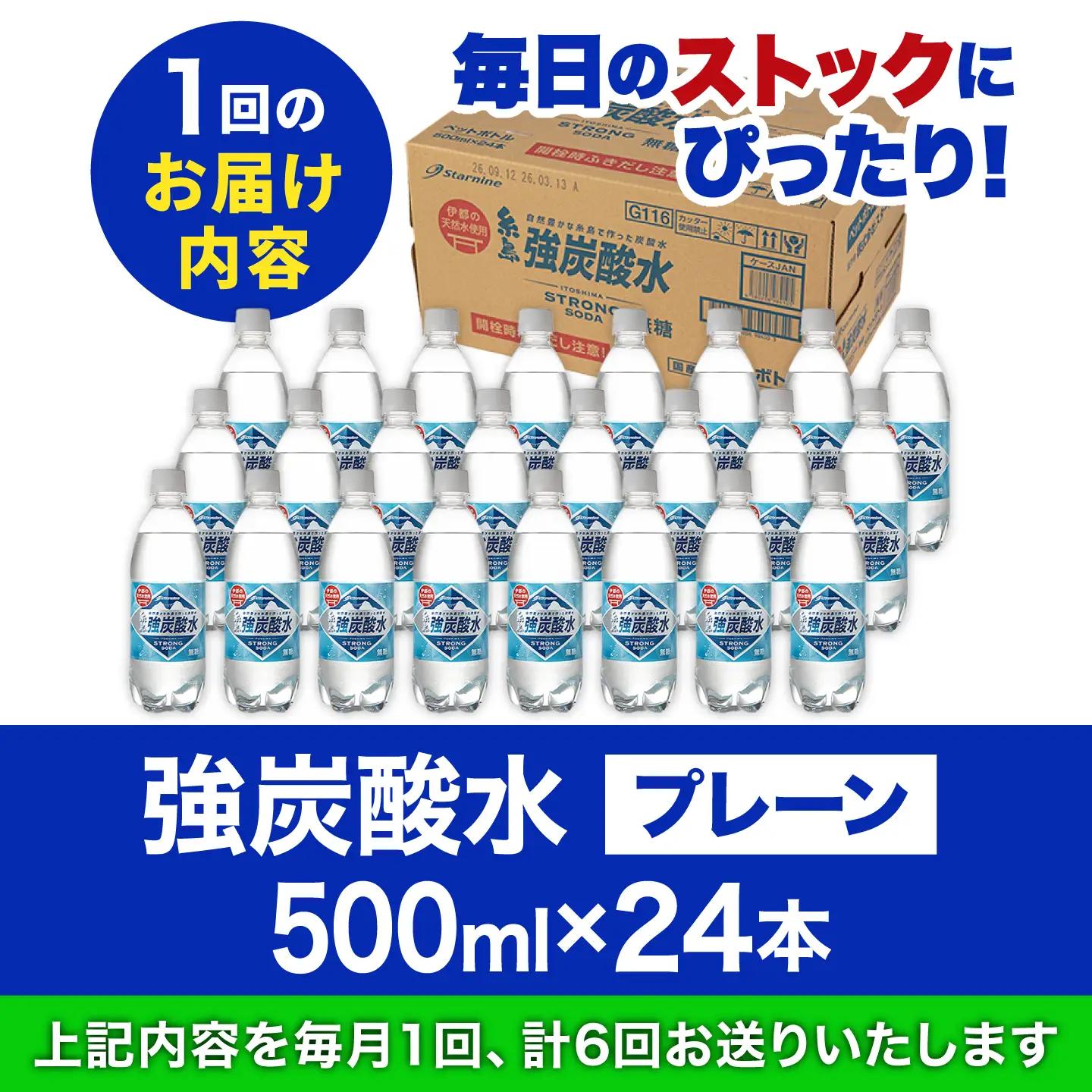 【全6回定期便】強炭酸水 プレーン 500ml × 24本 糸島市 / スターナイン [ARM010] 炭酸水 定期便