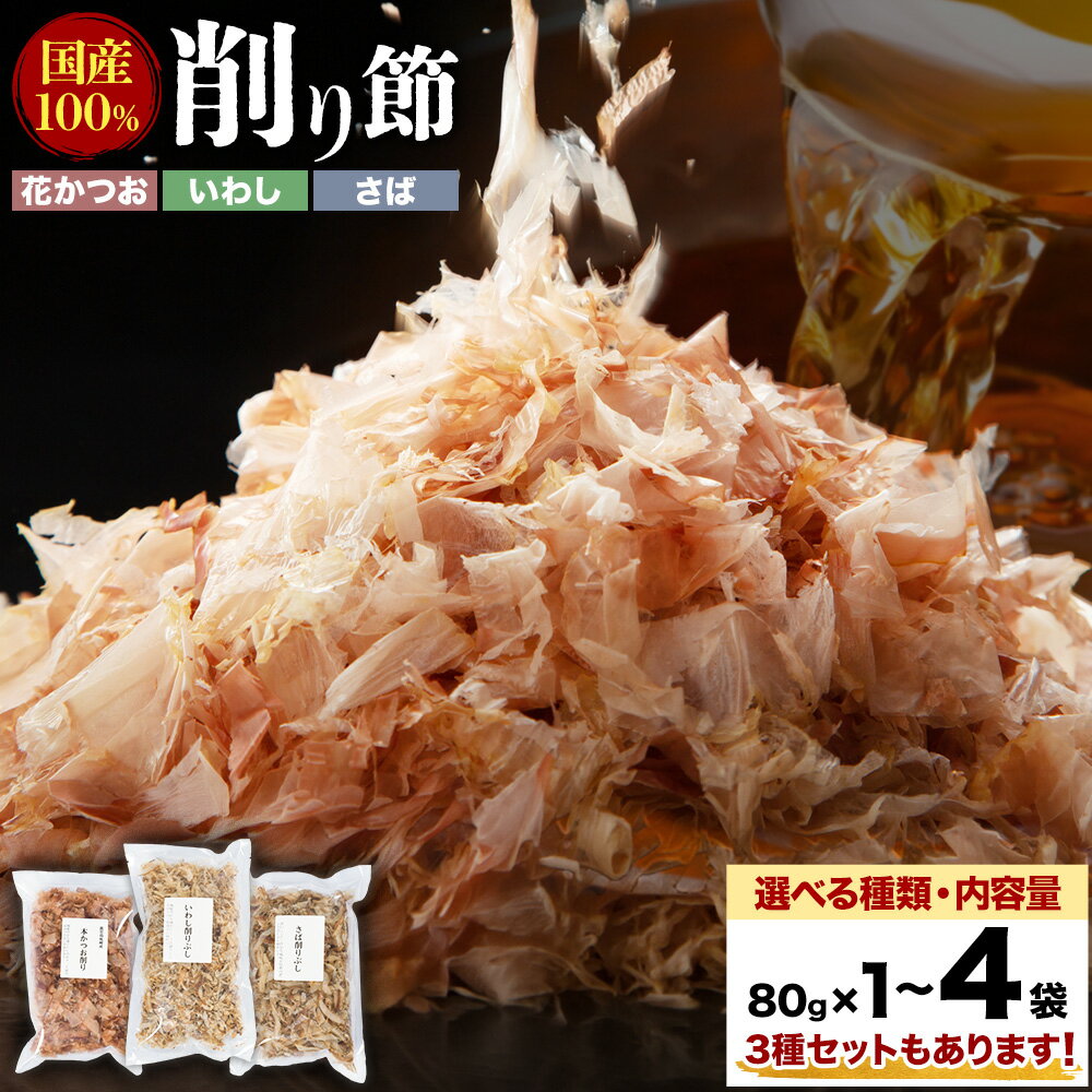 【ふるさと納税】削り節 選べる 花かつお削り節 いわし削り節 さば削り節 80g × 1袋〜4袋 3種セットあり 山下鹿造商店 《30日以内に出荷予定(土日祝除く)》熊本県 荒尾市 出汁 だし 削り節 鰹節