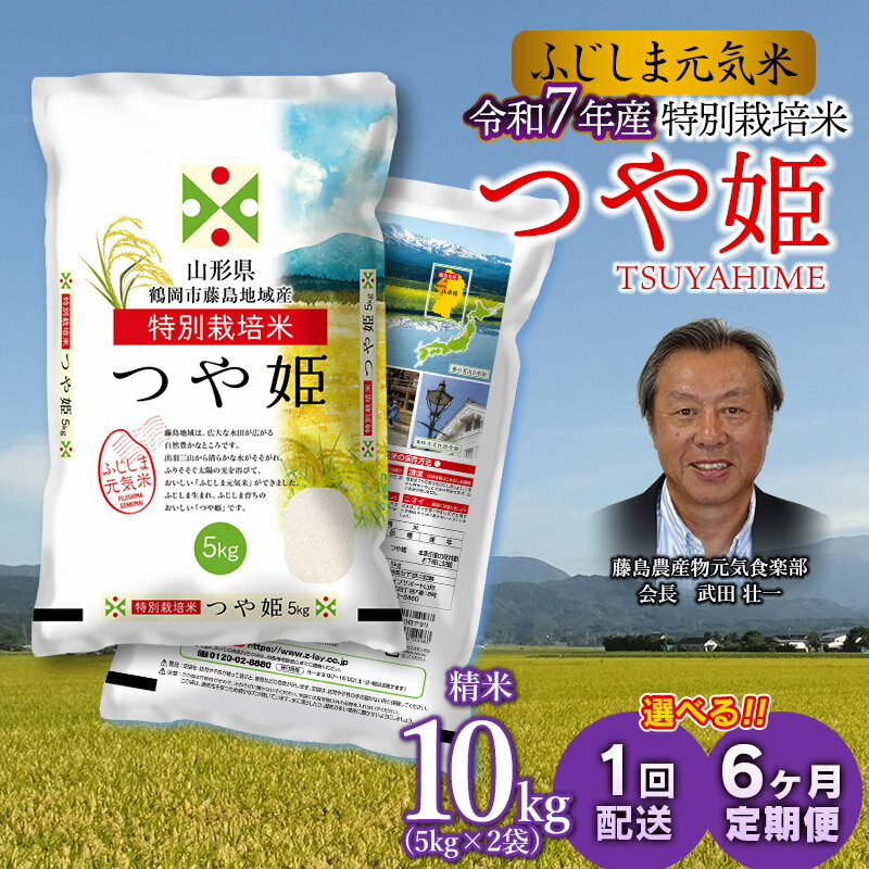 【ふるさと納税】令和7年産【新米】 特別栽培 つや姫 ふじしま元気米 10kg(5kg×2)　選べる［1回配送］［6ヶ月定期便］