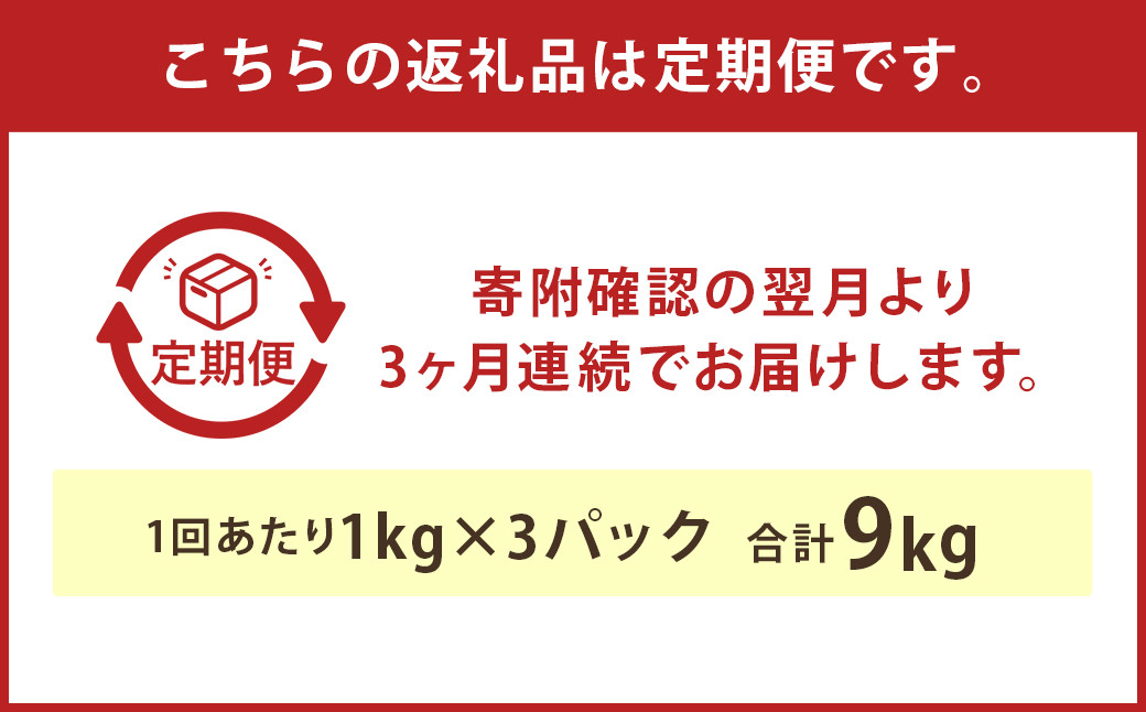 【3ヶ月定期便】球磨の恵み ヨーグルト 加糖 1kg×3パック×3 合計9kg