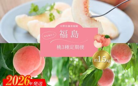 No.2968中野/佐藤果樹園 福島の桃３種定期便 各約1.5kg【2026年発送】