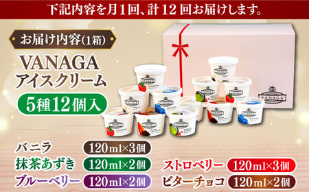 【全12回定期便】VANAGA 5種類のアイスクリーム12個入り アイス [AIBH031]