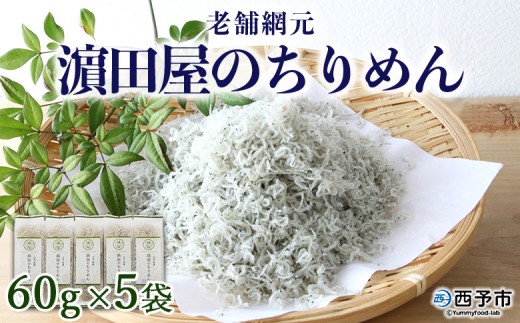＜老舗網元 濱田屋のちりめん 計300g(60g×5袋)＞ 減塩 個数 ギフトBOX 化粧箱 贈答 かたくちいわし 小魚 カルシウム 乾物 小分け 国産 マルヨシ水産 特産品 愛媛県 西予市【冷蔵】『1か月以内に順次出荷予定』