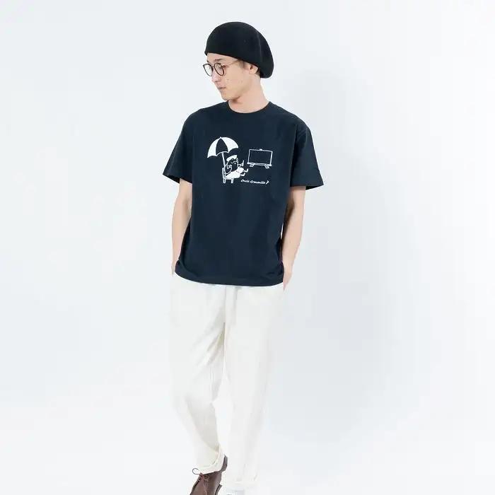 《0》【KEYMEMORY鎌倉】GrenouilleイラストTシャツ NAVY