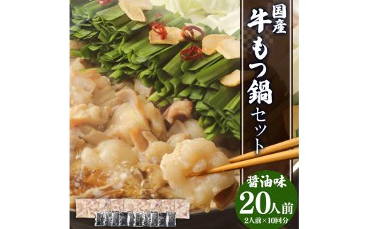 ＜牛もつ鍋20人前＞国産牛 もつ鍋 セット もつ 合計1.8kg 20人前 （2人前×10回分）