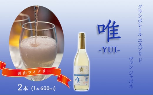 
ワイン グランポレール エスプリ ド ヴァン ジャポネ 唯-YUI- 2本（1本 600ml）スパークリングワイン 中辛口 サッポロビール 岡山ワイナリー
