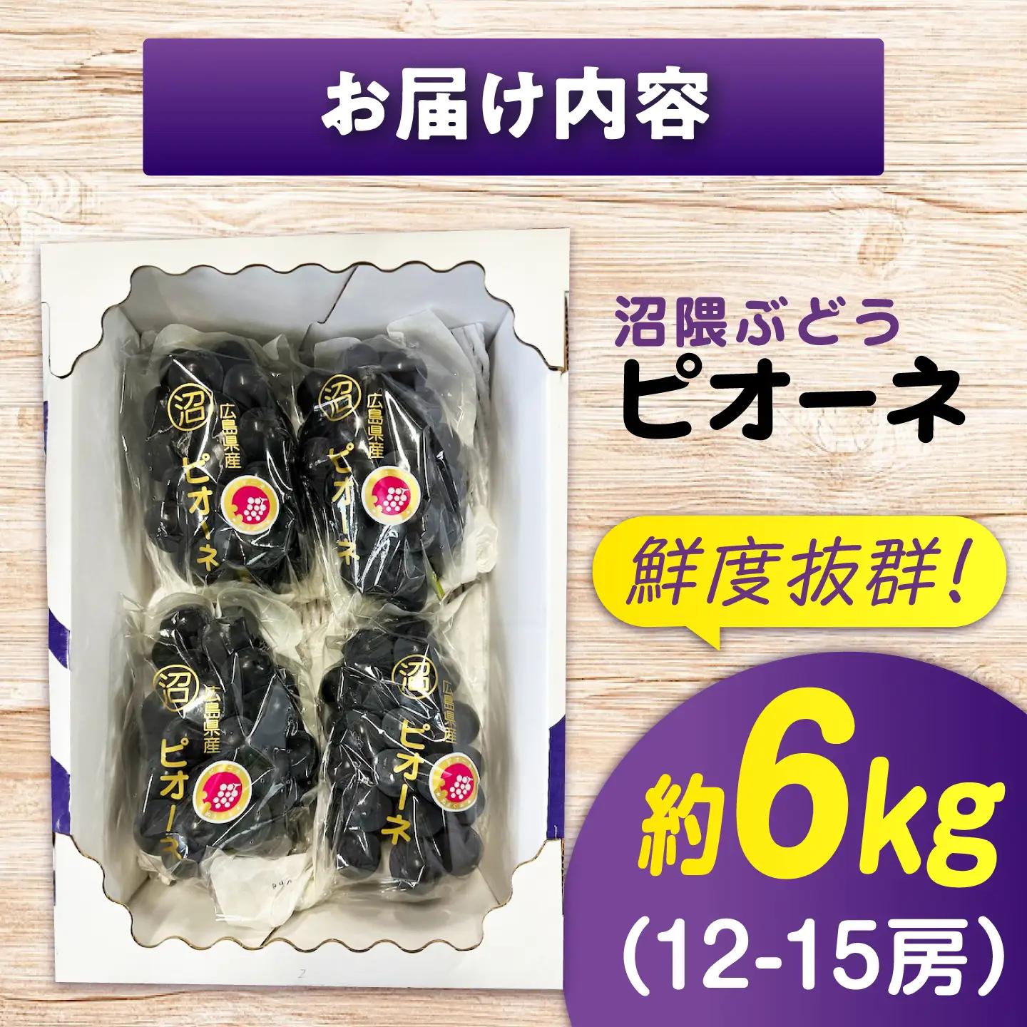 【期間限定/8月下旬から9月上旬頃発送】 沼隈ぶどう「ピオーネ」 約2kg×3[BAEV007] ぶどう