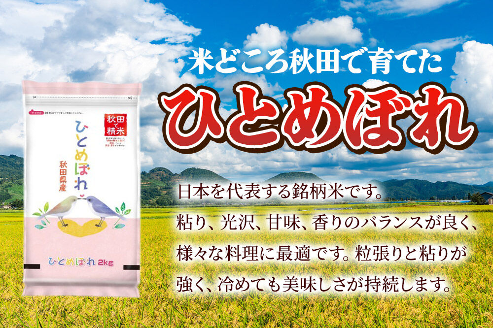 米《定期便3ヶ月》ひとめぼれ【白米】 米どころ秋田県産 令和7年産 精米 2kg（2kg×1袋） [米 お米 こめ 白米 精米 ブランド米 小分け ご飯 ごはん 米どころ 秋田県産 2kg袋]