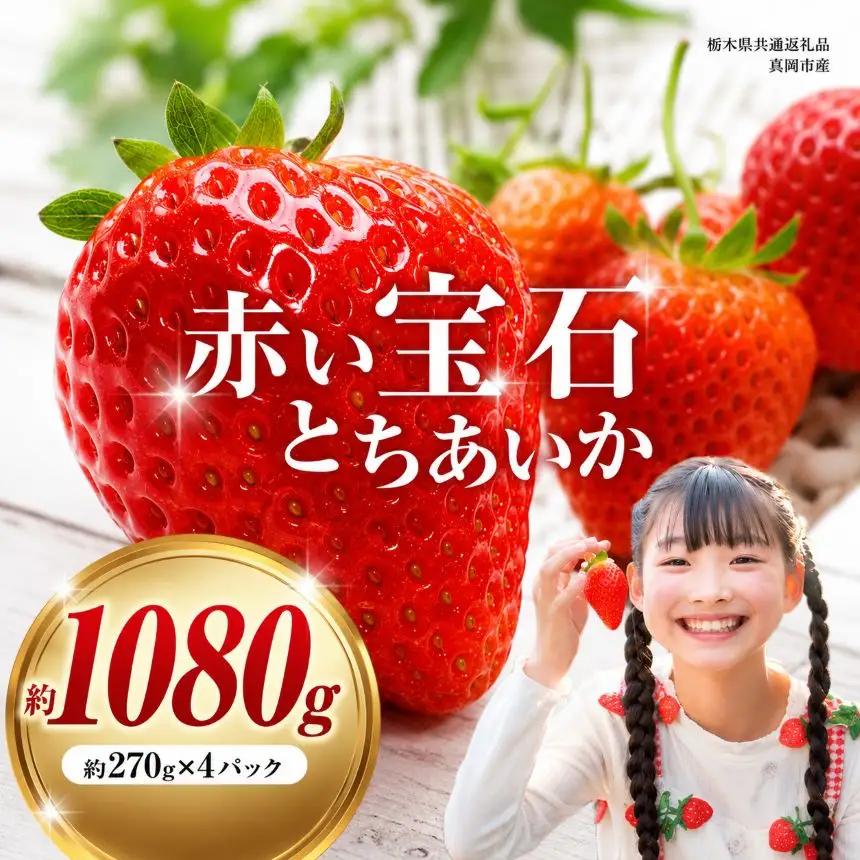 【先行予約】赤い宝石「とちあいか」約270g×4P| 選べる いちご 苺 とちあいか 栃木県 那珂川町 送料無料 デザート ご褒美 美味しい 甘い フルーツ ジューシー 【栃木県共通返礼品】