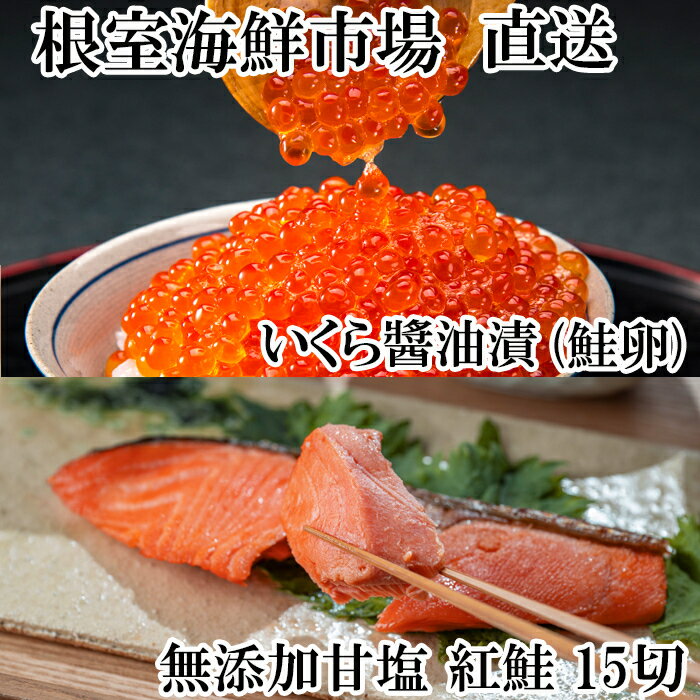 【ふるさと納税】 根室海鮮市場 ＜直送＞ 無添加天然甘塩紅鮭 5 切 × 3P、いくら醤油漬け ( 鮭卵 ) 70g × 1P イクラ 醤油 醤油漬 鮭 さけ サケ しゃけ シャケ 魚 さかな サカナ 紅ざけ 紅ザケ べにざけ ベニザケ グルメ 北海道 A-28192
