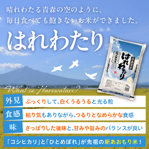 【定期便 3ヶ月】 無洗米 10㎏ 青森県産 はれわたり （精米） 