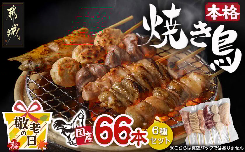 
            【敬老の日】職人串打ちの本格焼き鳥66本!!≪9月11日～15日お届け≫_MJ-3312-KG_(都城市) 焼鳥串 生冷凍串 冷凍生肉 もも 皮 手羽 小肉 砂肝 ぼんじり ねぎま ハラミ せせり つくね ふりそで 6本入り 11P 計2.1kg BBQ 鶏肉 国産 小分け
          