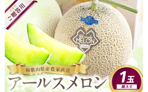 農家直送! 和歌山県御坊市産 アールスメロン 1玉 ≪先行予約 2026年7月より発送分≫ 高級 極上 めろん 果物 フルーツ 甘い あまい 旨味凝縮 ジューシー 贈答 贈り物 お裾分け プレゼント 期間限定 新鮮 1茎1果 糖度 みずみずしい ケーキ デザート おやつ