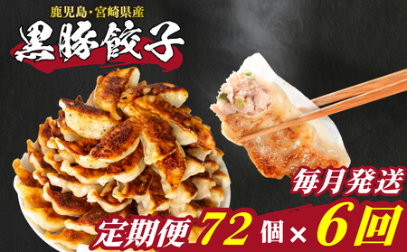 訳あり 黒豚餃子 72個 定期便 毎月6回 餃子 ギョウザ IB
