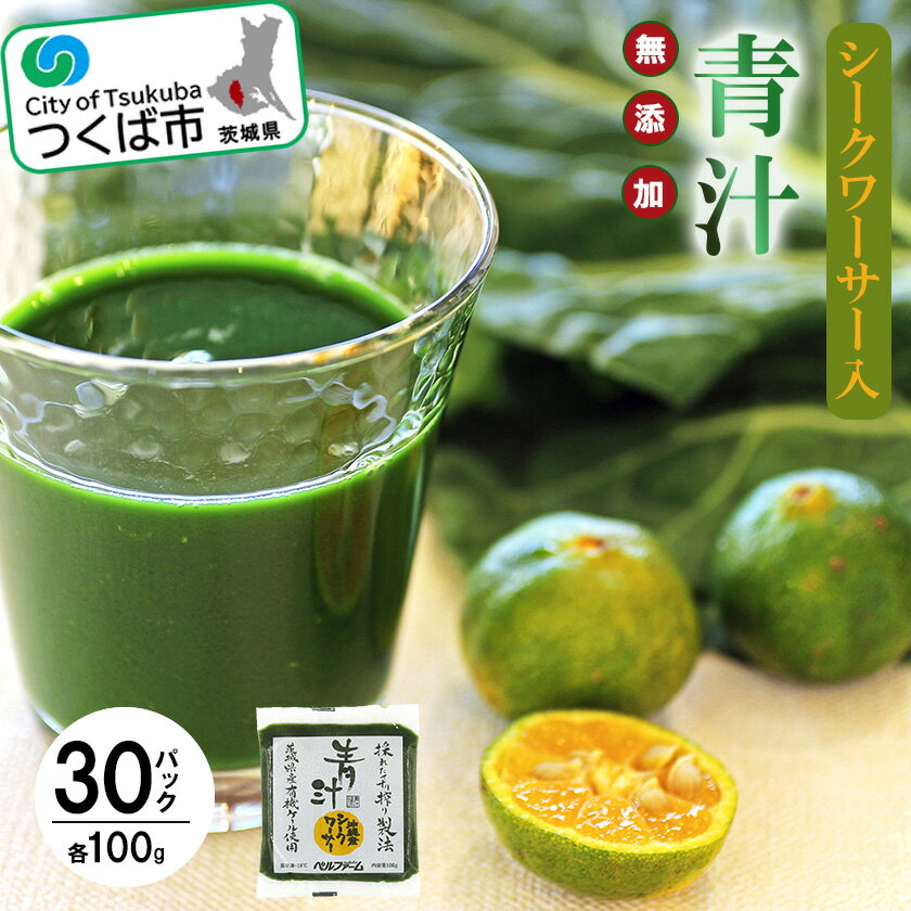 【ふるさと納税】青汁シークワーサー入り 100g×30パック＜離島・沖縄配送不可＞ | 茨城県 つくば市 飲料 ドリンク 青汁 あおじる 健康 無添加 有機ケール オーガニックケール