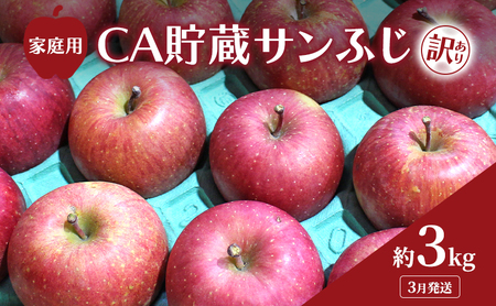 りんごサンふじ訳ありCA貯蔵 青森県産 りんご【約3kg】【3月発送】