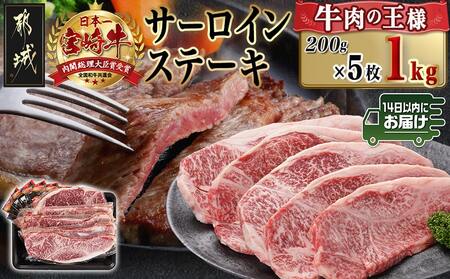 宮崎牛サーロインステーキ(200g×5枚)≪みやこんじょ快速便≫_AF-N401-R_(都城市) 宮崎県産宮崎牛 サーロインステーキ 200g 5枚 牛肉 ステーキ サーロイン