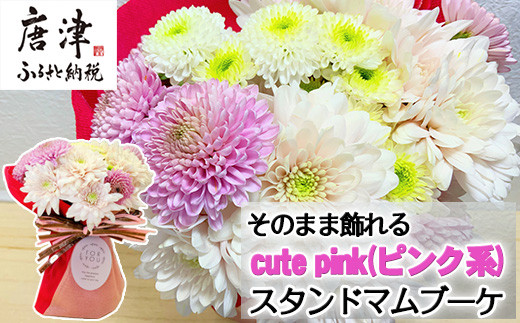 
贈り物に そのまま飾れるスタンドマムブーケ cute pink(ピンク系) 水替え不要 生花 お花 お祝 記念日 プレゼント「2023年 令和5年」
