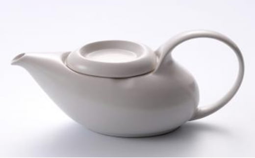 【お茶空間】フタの落ちない不思議な急須と缶入り煎茶200g「くつろぎセット」【ホワイト】