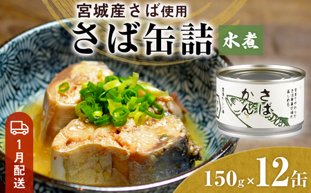 【1月配送】さば缶詰 水煮 12缶 サバ缶 鯖 国産