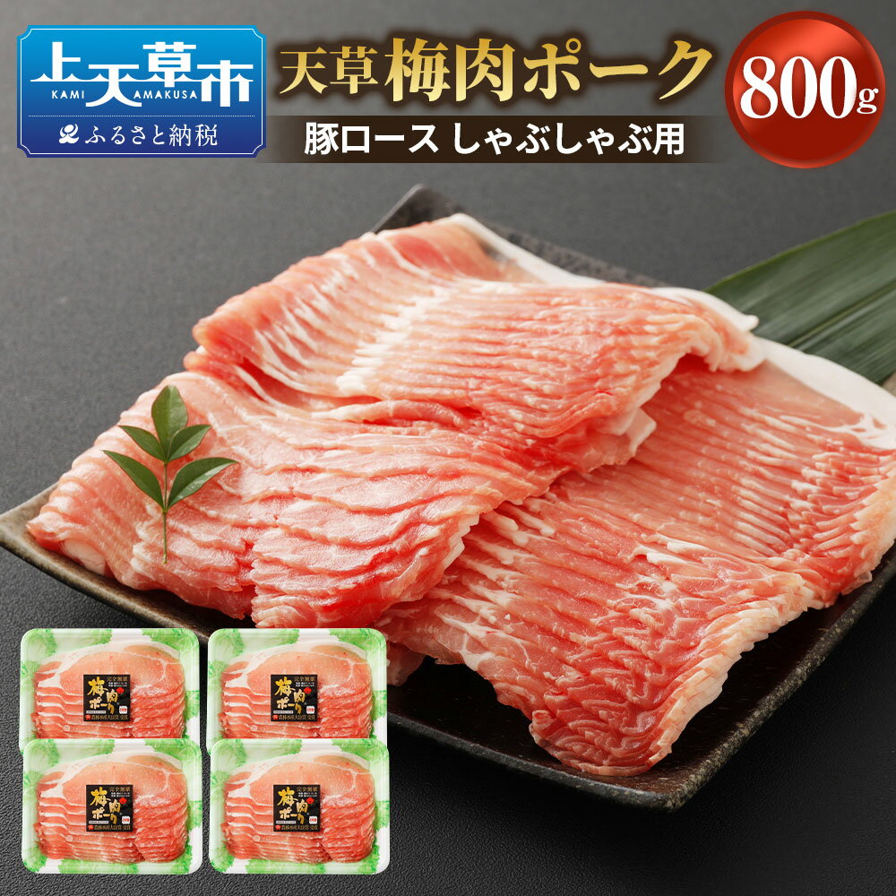 【ふるさと納税】（飼育期間中）完全無薬！梅肉エキス肥育 天草梅肉ポーク 豚ロース しゃぶしゃぶ用 800g 200g×4パック 農林水産大臣賞受賞 豚肉 肉 お肉 梅肉エキス 冷凍 国産 送料無料