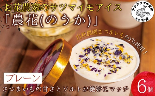 
                  お花農家のサツマイモアイス「農花(のうか)」プレーン6個エディブルフラワーソルト付き( アイス アイスクリーム さつまいも 塩 ソルト 花 フラワー )【106-0007】
                