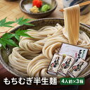 【ふるさと納税】【五つ星ひょうご選定商品】もちむぎ半生麺 4人前×3箱セット　麺類・もちむぎ半生麺・手延べ