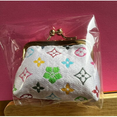 【ふるさと納税】2.0寸がま口財布　モノグラム柄(ホワイトバージョン)【1629766】