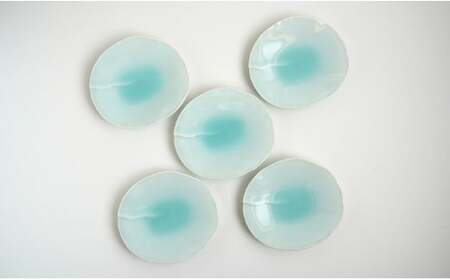 有田焼 青白磁切継銘々皿 5枚組【貴好人】取皿 ケーキ皿 和皿 シンプル 贈り物 お祝い モダン おしゃれ 大人 上品 和菓子 デザート 5枚 セット A35-357