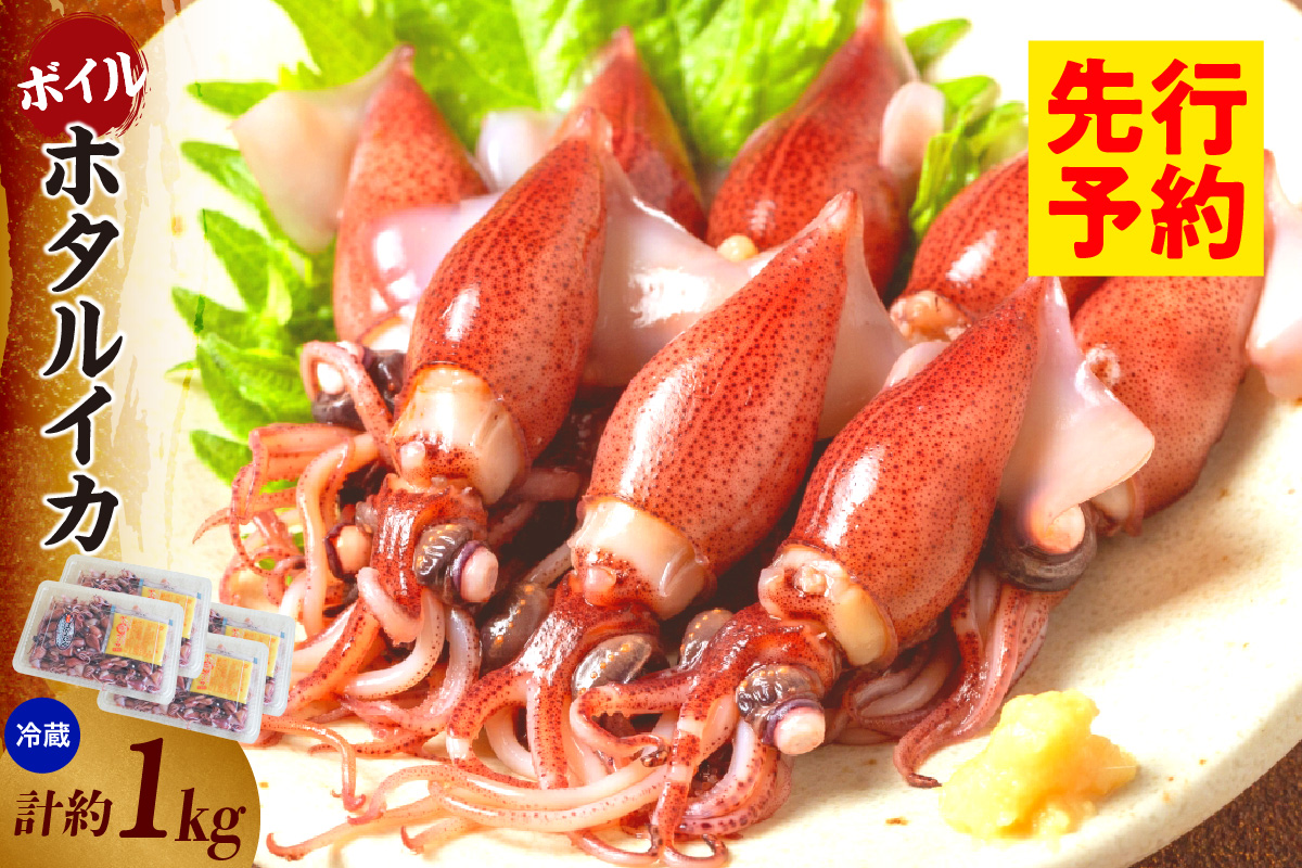 【先行予約】【ほたるいか 鮮度抜群 ボイル 小分け 250g×4パック 1kg 酢味噌付 兵庫県産 冷蔵】令和8年3月以降順次発送予定 いか 香美町 香住 ふるさと納税 モリタ食品 10-14