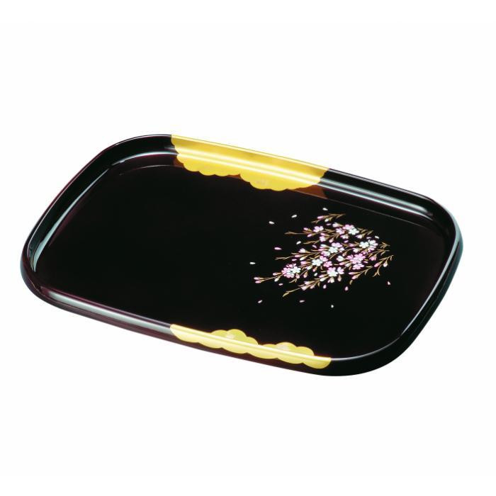 
長手盆 PC 42cm 溜 金雲さくら
